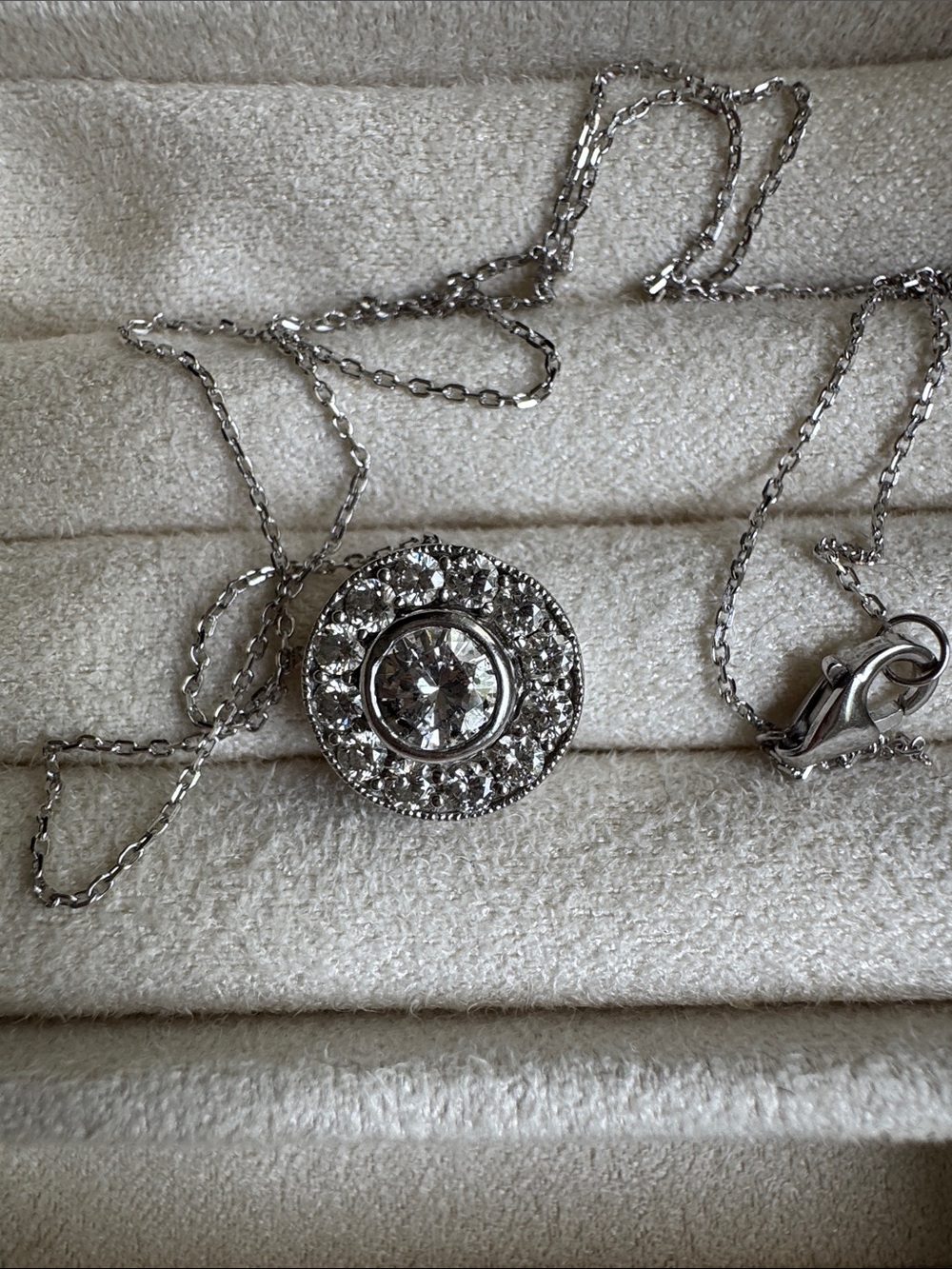 Diamond Round Halo Pendant Necklace